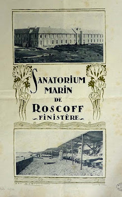 Dès 1910, plusieurs « sanatoria » ou sanatoriums pour enfants virent le jour en France, pour exemple celui de Roscoff, un des premiers. Couverture de la brochure du sanatorium marin, 1917 (AD du Finistère-Q4BB404)