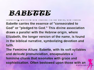 ▷ meaning of the name BABETTE (✔)