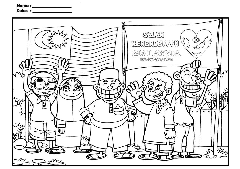 Hari Kemerdekaan Malaysia - Free Colouring Pages