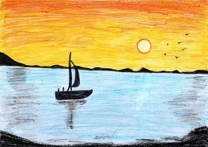 Sunset Scenery Drawing