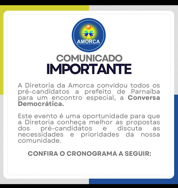 Conversa Democrática- Associação de Moradores do Residencial Caminho da Alvorada (Amorca) Convida pré - Candidatos a prefeito de Parnaíba.