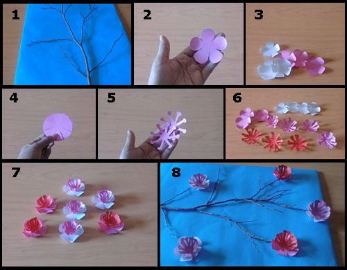 Ide Kreatif Membuat Hiasan  Dinding Bunga Sakura dari  Kertas