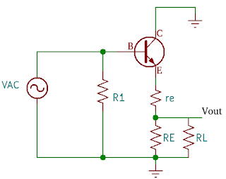 Analisis ac Common Collector tanpa voltage divider