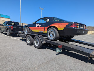 1982 camaro on a trailer