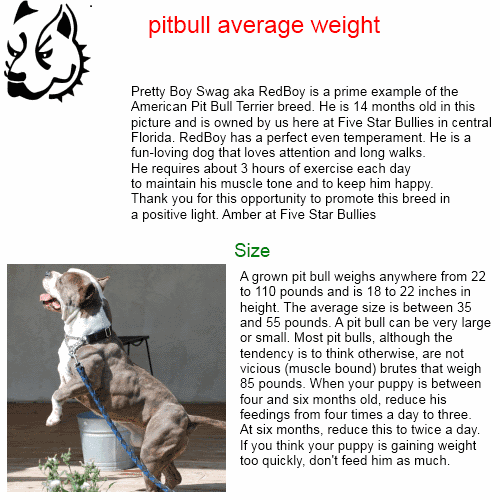 Au! 46+  Vanlige fakta om  Ideal Pit Bull Weight! An american pit bull terrier can live anywhere from eight to 15 years.