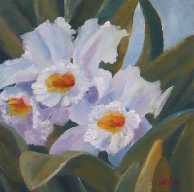 White Orchids oil painting