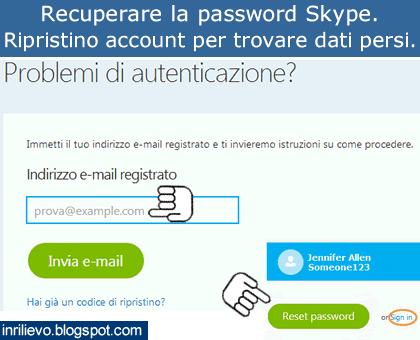 recupero password skype