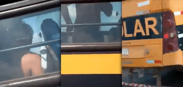 Motorista de ônibus escolar é flagrado fazendo ‘love’ dentro do veículo