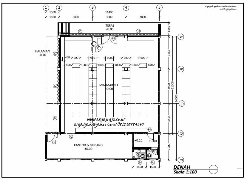 Desain Minimarket Tumbuh Dengan Luas Bangunan 180 m2 