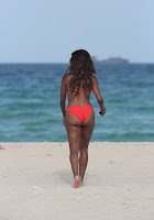 Claudia Jordan hot ass in Red Bikini on the beach
