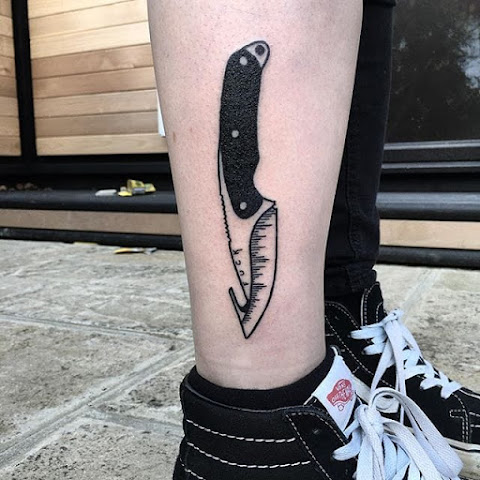 Funky Hand Poked Knife Tattoos by Grace Neutral