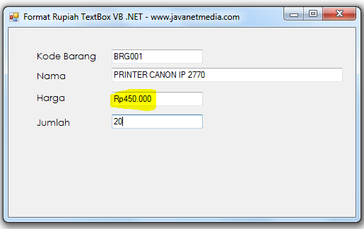 Membuat Format Mata Uang Rupiah Pada VB .NET