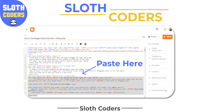 How To Add Code Box in Blogger Post