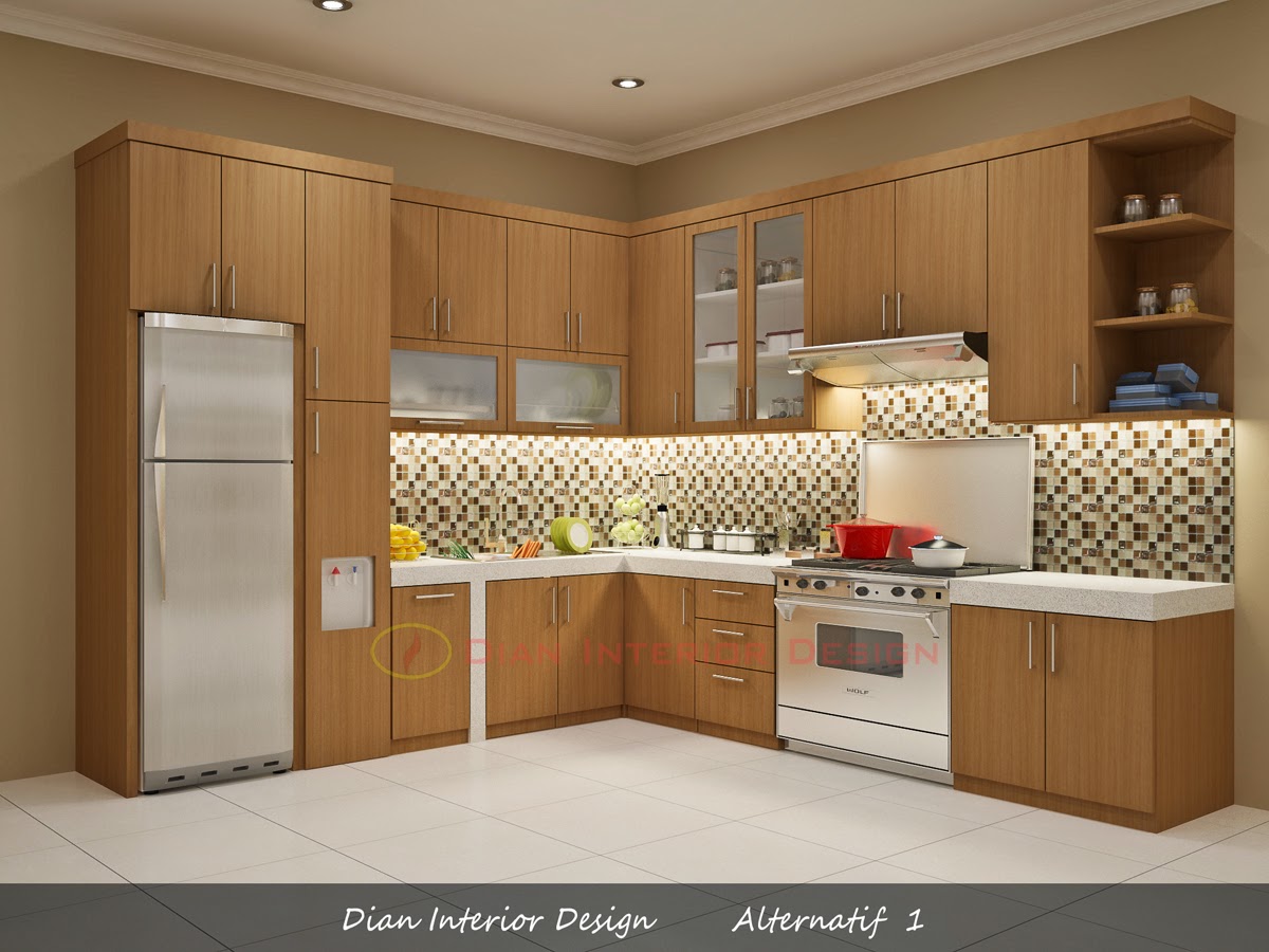 KITCHEN BENTUK L DENGAN MEJA BETON Dian Interior Design