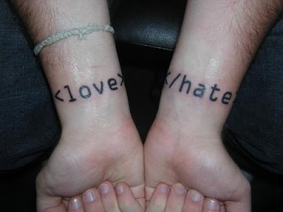 Tattoos Love on Love And Hate Code Wrist Tattoos