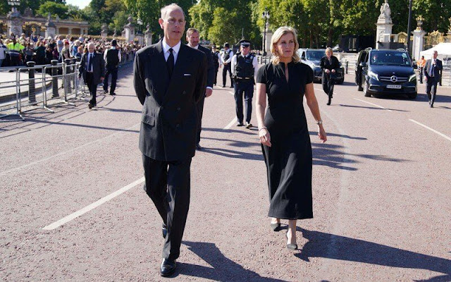 The Countess of Wessex wore a black midi dress
