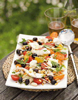 Cannellini bean, mozzarella and cherry tomato salad