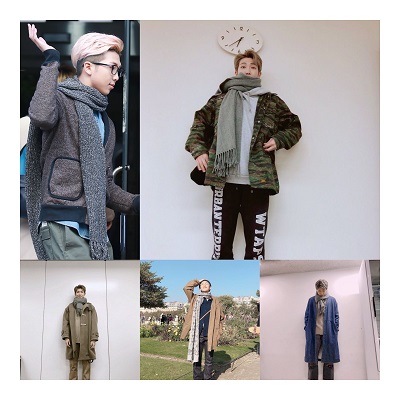 Namjoon Style Potret Namjoon saat menggunakan syal