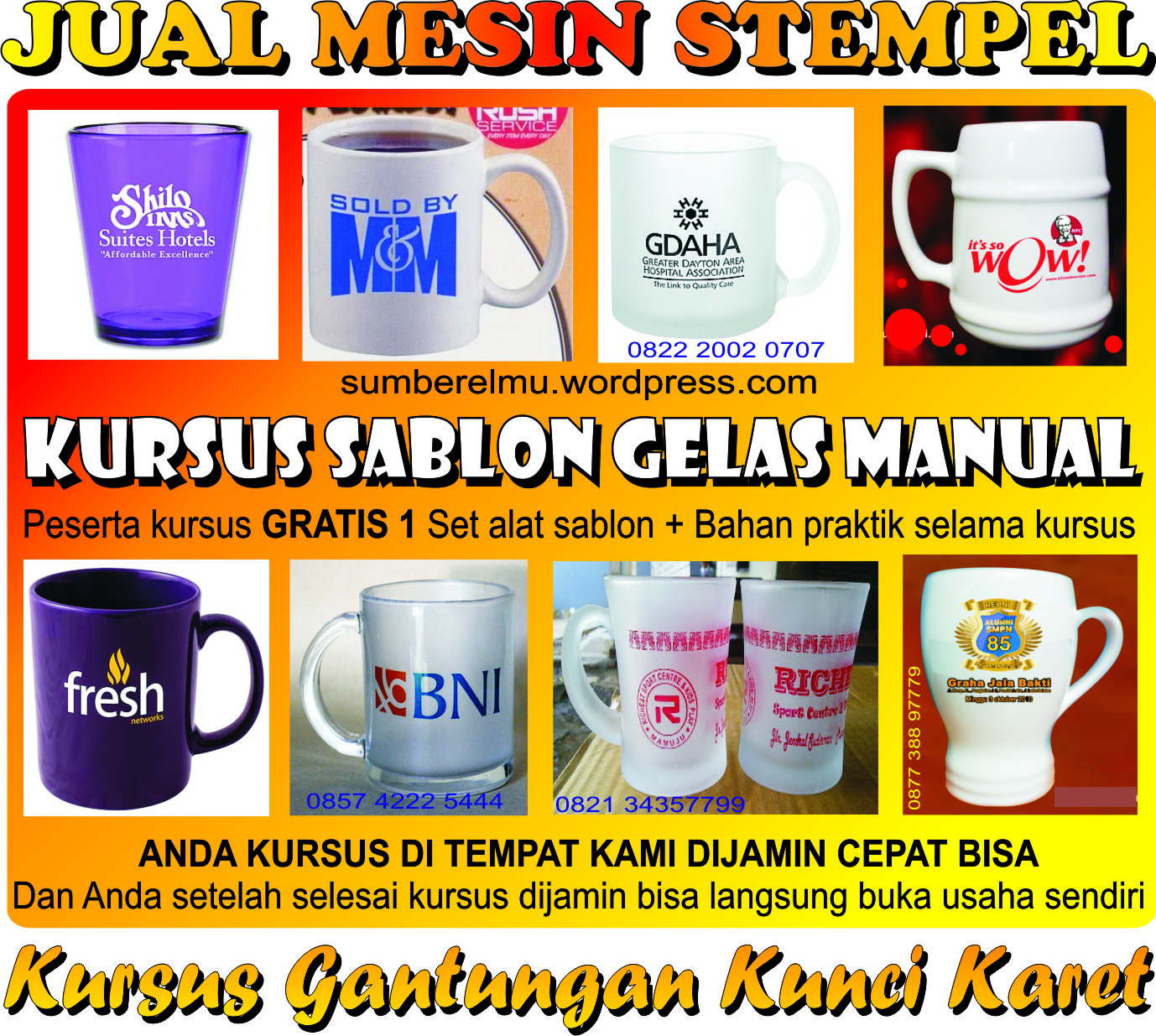 Jakarta, Bandung, Surabaya, Semarang, Yogyakarta, Malang
