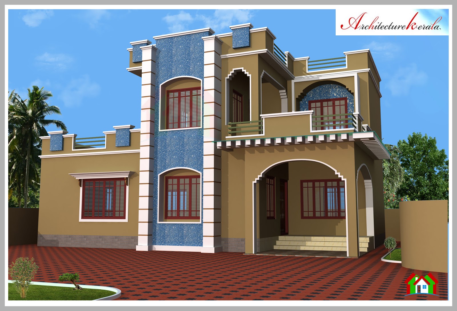 Architecture Kerala 3D  ELEVATION  AND FLOOR PLAN