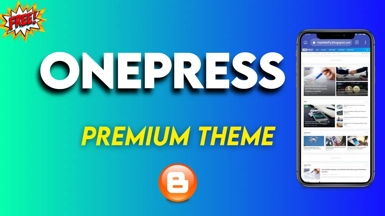 Onepress Premium Blogger Template free download