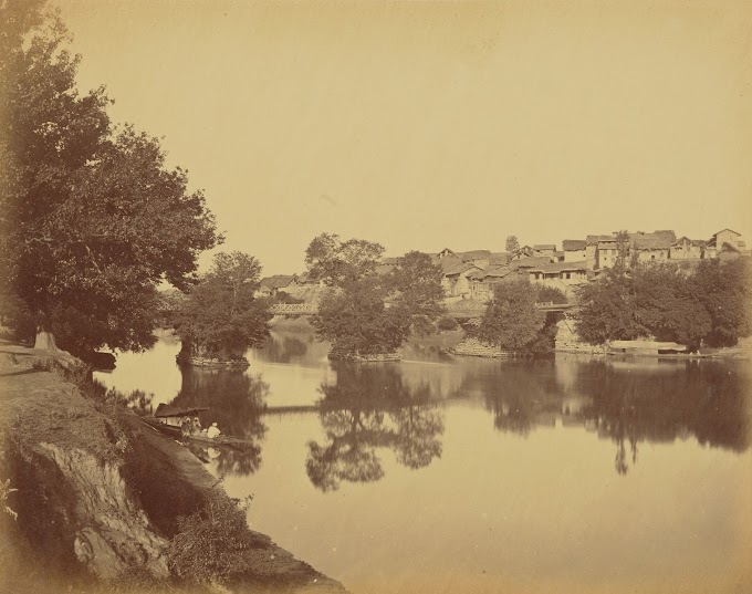 Bijbehara (Vejibror) Town View, Jhelum River, Anantnag, Jammu & Kashmir, India | Rare & Old Vintage Photos (1873)