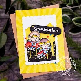 Sunny Studio Stamps: Super Duper Cityscape Border Comic Strip Speech Bubble Dies Fluffy Clouds Border Dies Super Hero Themed Cards by Eloise Blue