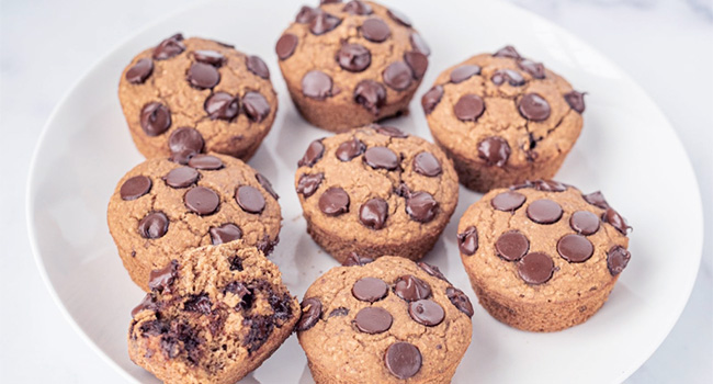 Vegetarian GLUTEN-FREE CHOCOLATE-CHIP MUFFINS ,Breakfast, Dessert, healthy vegan snack, Treats, Vegan Snack Gluten-free, oil-free muffin, snack, vegan snack, WFPB chocolate chip muffin, oil-free muffins, vegan muffin,Recipes,