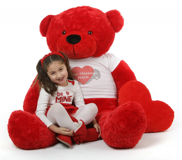 Huge true red teddy Bear Bitsy Cuddles in a unique