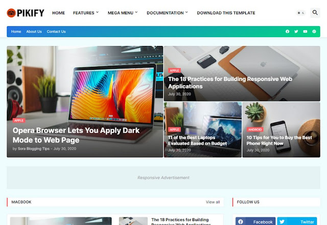 12. Pikify Blogger Template