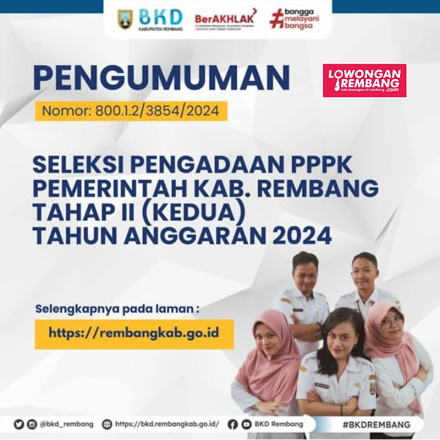 TAHAP 2 PENGUMUMAN SELEKSI PENGADAAN PPPK PEMERINTAH KABUPATEN REMBANG TAHUN ANGGARAN 2024