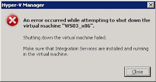 Error while shutting down the virtual machine