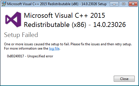 Microsoft Visual C 15 Redistributable X64 Returns Error 0x When Installed On Windows Server 12 R2 Netwireking
