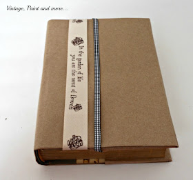 Vintage, Paint and more... old book covered with DIY paper book jacket  embellished with ribbons