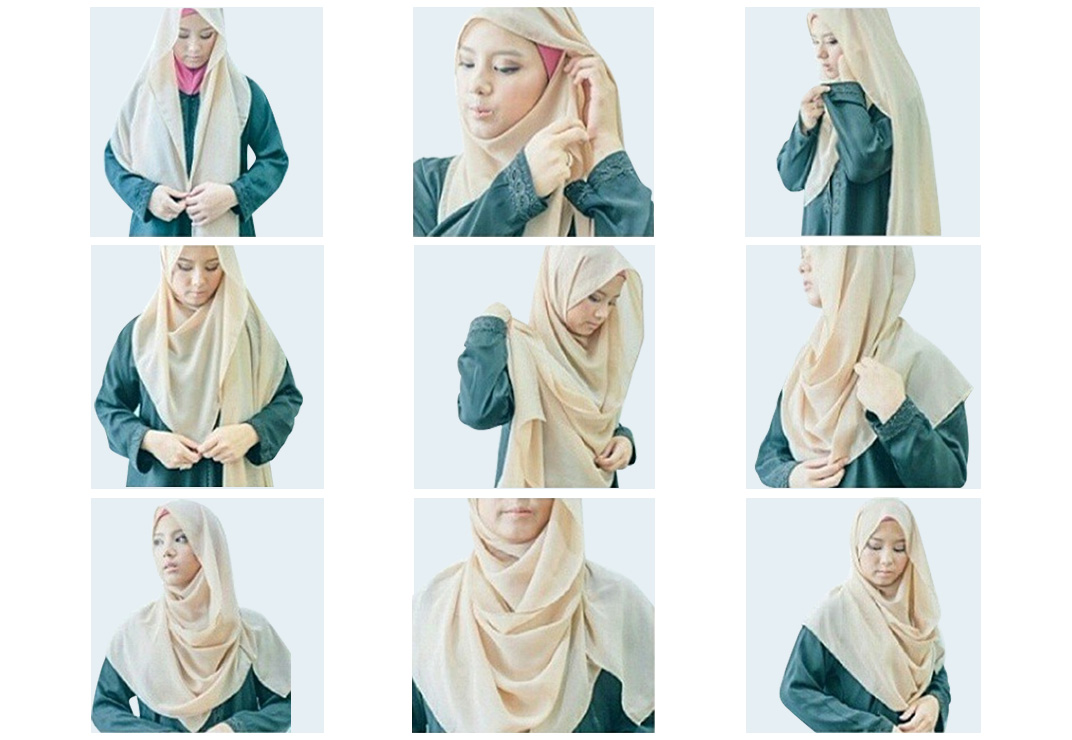 Gambar Tutorial Hijab Segi Empat Syar'i  Tutorial Hijab