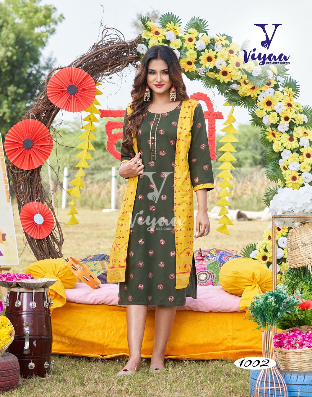 Haldi Function Special Georgette with fancy Look Designer Long Gown style  kurti collection