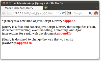 jQuery: .append() and .appendTo()