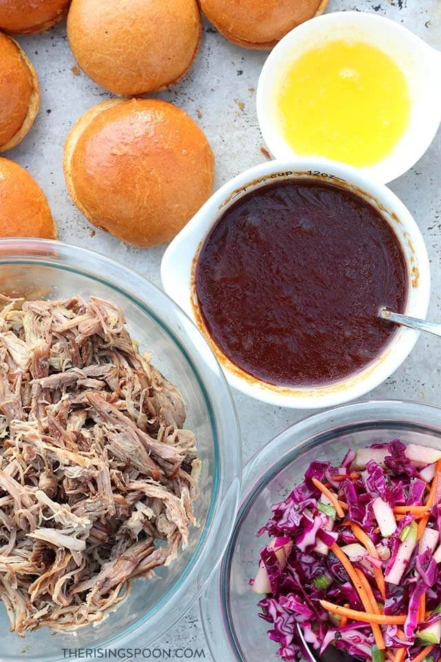 Ingredients For BBQ Pulled Pork Sliders with Vinegar Slaw