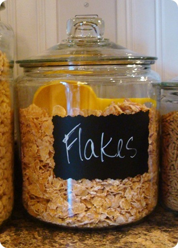 glass jars in kitchen chalkboard label