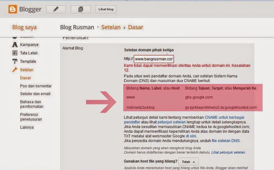 cara custom domain / mengganti domain blogspot menjadi domain .com