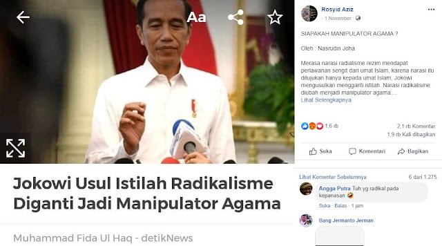Jokowi Usul 'Radikalisme' Diubah 'Manipulator Agama'