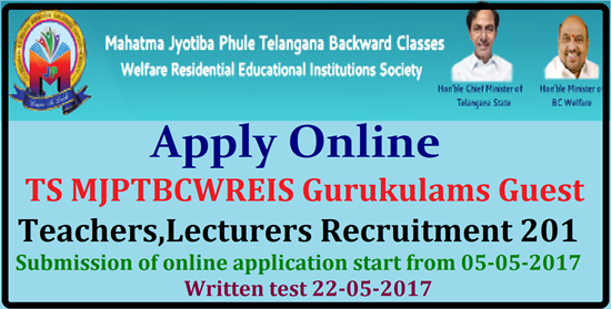 TS MJPTBCWREIS Gurukulams Guest Teachers,Lecturers Recruitment 2017 TS MJP BC Residential Schools,Colleges Teachers,JLs/Junior Lecturers Recruitment 2017,Last date to apply for Jyothiba BC Gurukulams Teachers, Junior Lecturers Recruitment 2017,MJPTBCWREIS Guest Lecturers/ Teachers Recruitment 2017: Mahatma Jyothiba Phule Telangana Backward Classes Welfare Residential Educational Institutions Society (MJPTBCWREIS) invites online applications for the recruitment of Guest Lecturer posts on temporary basis in TS MJP BC Residential Junior Colleges/ Residential Degree Colleges for Women & Guest Teachers in Residential Schools for the Academic year 2017-18. Eligible candidates can apply online through mjptbcwreis.cgg.gov.in before 14.05.2017,TS BC Welfare Gurukulams Teachers Recruitment 2017,TS Junior Lecturers Recruitment 2017,Guest Teachers,Lecturers Posts Recruitment 2017 for English Medium in Gurukulam Schools, Colleges,Download application form of MJPTBCWREIS Teachers, Junior Lecturers Recruitment 2017,,BC Gurukulam Teacher, Junior Lecturer Posts 2017, PGTs, TGTs, PETs, PDs, JLs in TS BC Gurukulams, TS MJPTBCWREIS Gurukulams Guest Teachers,JL/DLs/Lecturers Recruitment 2017 apply in www.mjptbcwreis.cgg.gov.in ,TS MJPTBCWREIS,#Telangana mjp ts bc gurukulams teachers,lecturers recruitment 2017 @ mjptbcwreis.cgg.gov.in,guest teachers,guest lecturers in mjp ts bc residential schools colleges,last date to apply for gurukulams teachers,lecturers recruitment,Telangana/TS MJP TS BC Gurukulams Teachers,Lecturers Recruitment 2017 apply in www.mjptbcwreis.cgg.gov.in website,Mahatma Jyothiba Phule Telangana Backward Classes Welfare Residential Educational Institutions Society (MJPTBCWREIS) Application for the post of Guest Teachers in Residential Schools,Application for the post of Guest Teachers in Residential Schools,Application for the post of Guest Lecturers in Residential Junior Colleges ,Guest Lecturers & Teachers Notification,Guest Teachers,Guest Lecturers for Junior Colleges,Guest Lecturers for Degree Colleges,Teachers,JL/DLs/Lecturers Recruitment 2017,pgts,tgts,pets,pds,jls in mjp ts bc residential schools,MJP TS BC Gurukulams Teachers,Lecturers Recruitment 2017 @ mjptbcwreis.cgg.gov.in,TS MJP BC Residential Schools,Colleges Teachers,JLs/Junior Lecturers Recruitment 2017,Last date to apply for Jyothiba BC Gurukulams Teachers, Junior Lecturers Recruitment 2017. Mahatma Jyothiba Pule Telangana Backward Classes Welfare Residential Educational Institutions are inviting Online Applications from Eligible Candidates from Telangana for Guest Teachers and Guest Lecturers to work in BC Residentila Schools, Junior Colleges and Degree Colleges in all over Telangana State. Detailed Qualifications Rules and Regulations are given in the Notification. Eligibilities Fee Particulars and How To Apply for different Posts mentioned in the Notification here we are providing you. Online Application for Guets Teachers for Residential School Residential Junior Colleges Residentila Degree Colleges for Women. apply-online-for-guest-teachers-lecturers-bc-welfare-residential-schools-colleges-telangana/2017/05/TS-MJPTBCWREIS-gurukulam-apply-online-for-guest-teachers-lecturers-bc-welfare-residential-schools-colleges-telangana-recruitment-2017.html