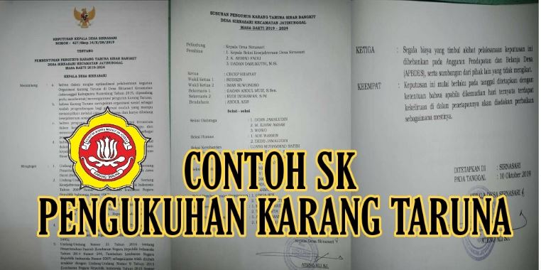 Contoh SK pengukuhan pengurus Karang Taruna tingkat desa dan RT terbaru format Doc
