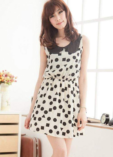 Dress Putih Polka dot