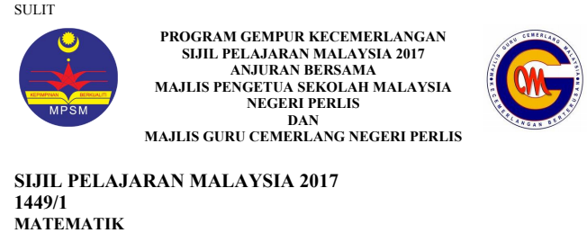 Koleksi Soalan Percubaan SPM Matematik 2017 + Skema 