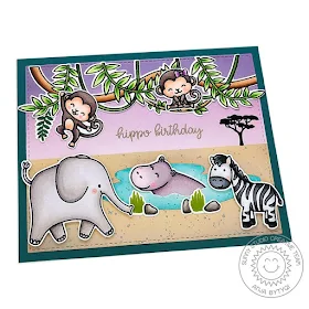 Sunny Studio Stamps: Tropical Scenes Savanna Safari Love Monkey Birthday Card by Anja Bytyqi