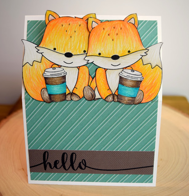 Fox Coffee Card by Jess Gerstner featuring JustME digital stamps and MFT flop card die