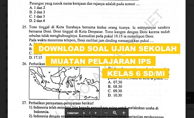 Soal Ujian Sekolah Muatan Pelajaran IPS Kelas 6 K-13