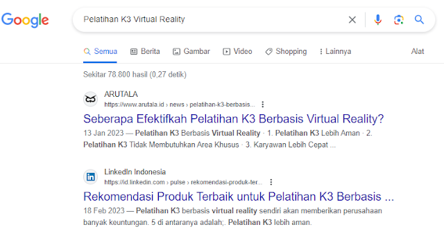 Keyword Pelatihan K3 Virtual Reality
