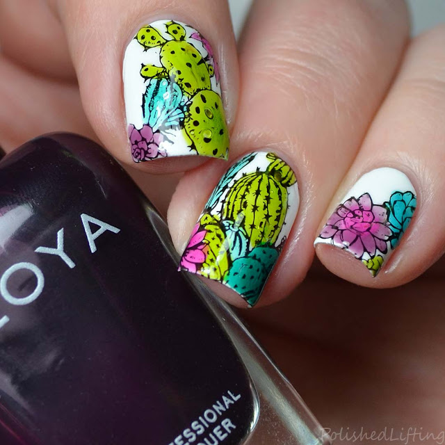 cactus and succulent nail art